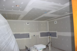 The Finishing Aspect of the Drywall Phase is well under way. The darker gray areas of the Finishing tells you that the Compound is still wet.